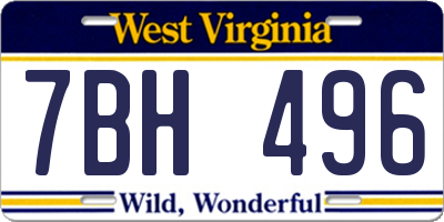WV license plate 7BH496