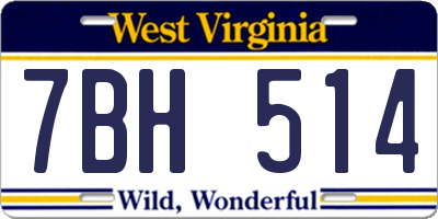 WV license plate 7BH514