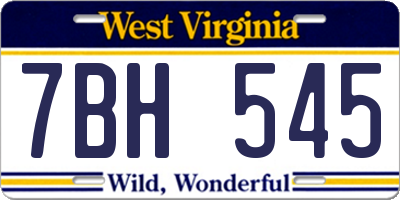 WV license plate 7BH545