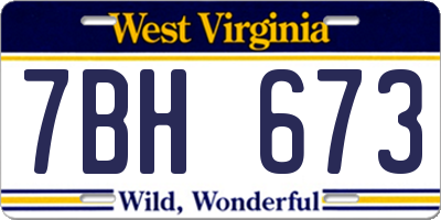 WV license plate 7BH673