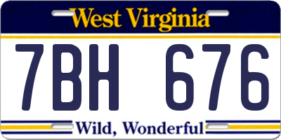 WV license plate 7BH676