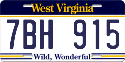 WV license plate 7BH915