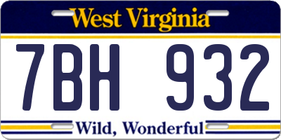 WV license plate 7BH932