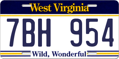WV license plate 7BH954