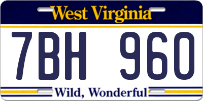 WV license plate 7BH960