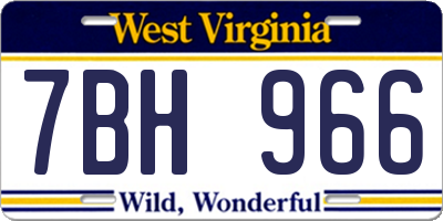 WV license plate 7BH966