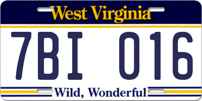 WV license plate 7BI016