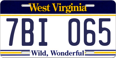WV license plate 7BI065