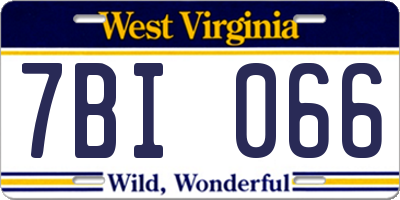 WV license plate 7BI066
