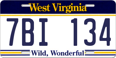 WV license plate 7BI134