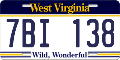 WV license plate 7BI138