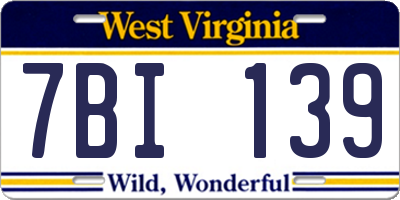 WV license plate 7BI139