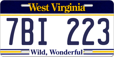 WV license plate 7BI223
