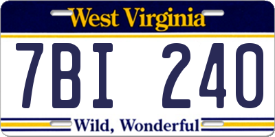 WV license plate 7BI240