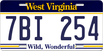 WV license plate 7BI254