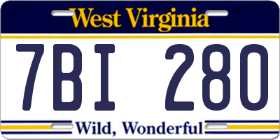 WV license plate 7BI280
