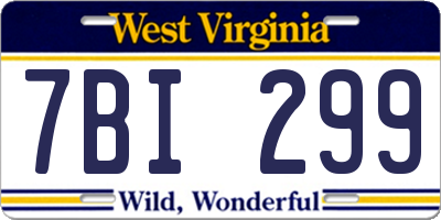 WV license plate 7BI299