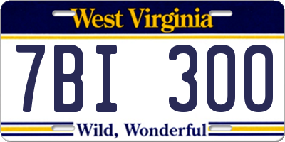 WV license plate 7BI300