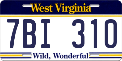 WV license plate 7BI310
