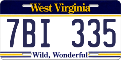 WV license plate 7BI335