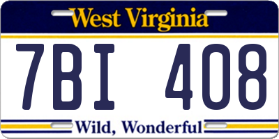 WV license plate 7BI408