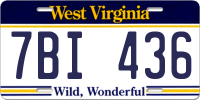 WV license plate 7BI436