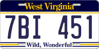 WV license plate 7BI451