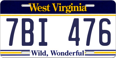 WV license plate 7BI476