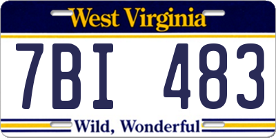 WV license plate 7BI483
