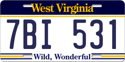 WV license plate 7BI531