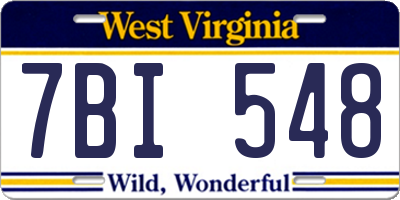 WV license plate 7BI548