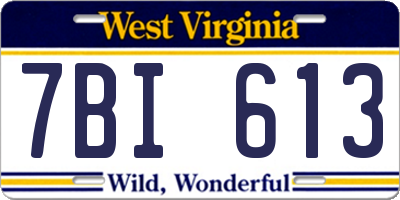 WV license plate 7BI613