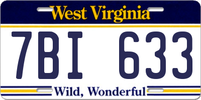 WV license plate 7BI633