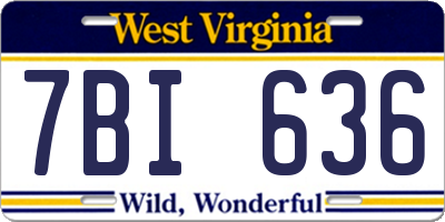 WV license plate 7BI636