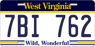 WV license plate 7BI762
