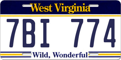 WV license plate 7BI774