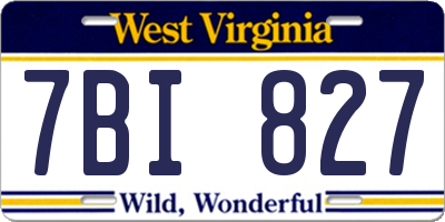 WV license plate 7BI827