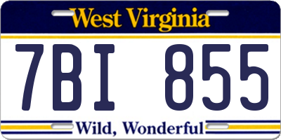 WV license plate 7BI855