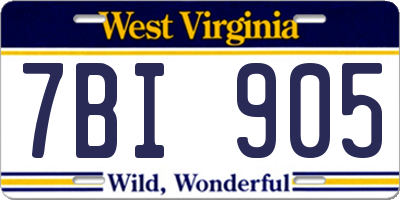 WV license plate 7BI905