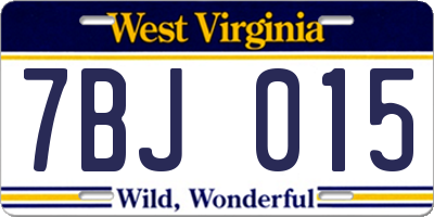 WV license plate 7BJ015