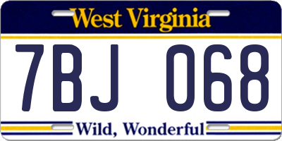 WV license plate 7BJ068