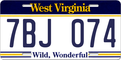 WV license plate 7BJ074