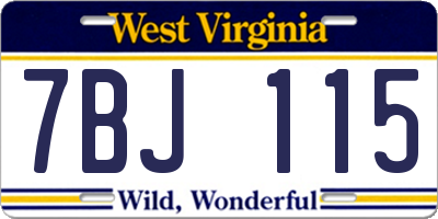 WV license plate 7BJ115