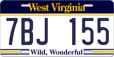 WV license plate 7BJ155