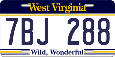 WV license plate 7BJ288