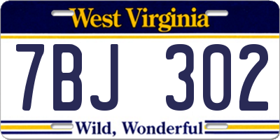 WV license plate 7BJ302