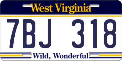 WV license plate 7BJ318