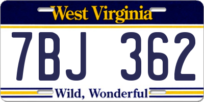 WV license plate 7BJ362