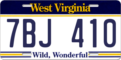 WV license plate 7BJ410