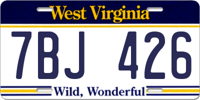 WV license plate 7BJ426